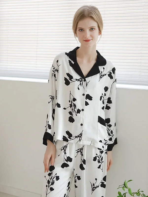 Black Rose Button Cotton Pajama Two-piece pajama sets