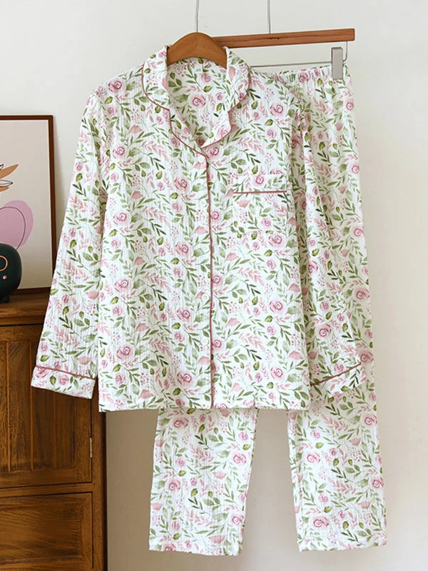 Cotton 2Pcs Green Leaf Rose Pajama Set H&M pajama sets