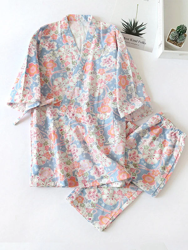 Floral Print Robe Pajama Set Nursing pajama sets