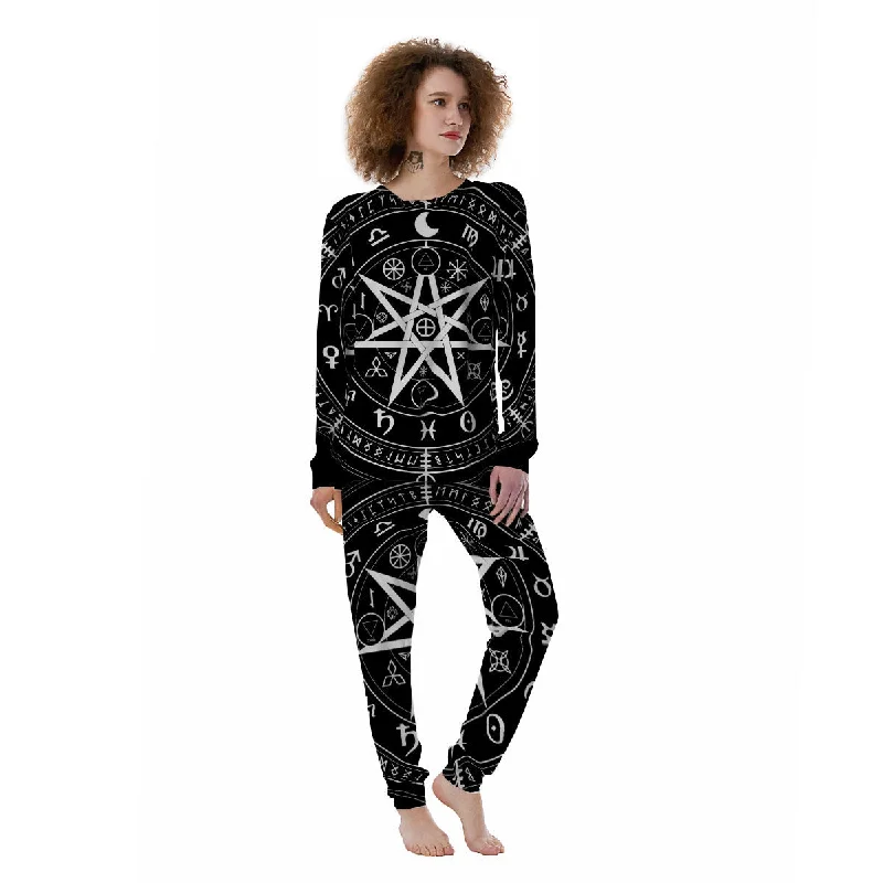 Wiccan Mystic White And Black Print Women's Pajamas Camisole pajama sets