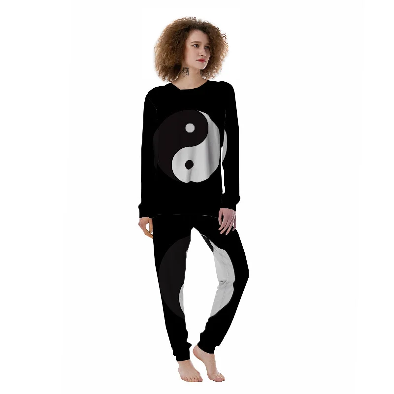 Yin Yang Symbol White And Black Print Women's Pajamas Best pajama sets for honeymoon