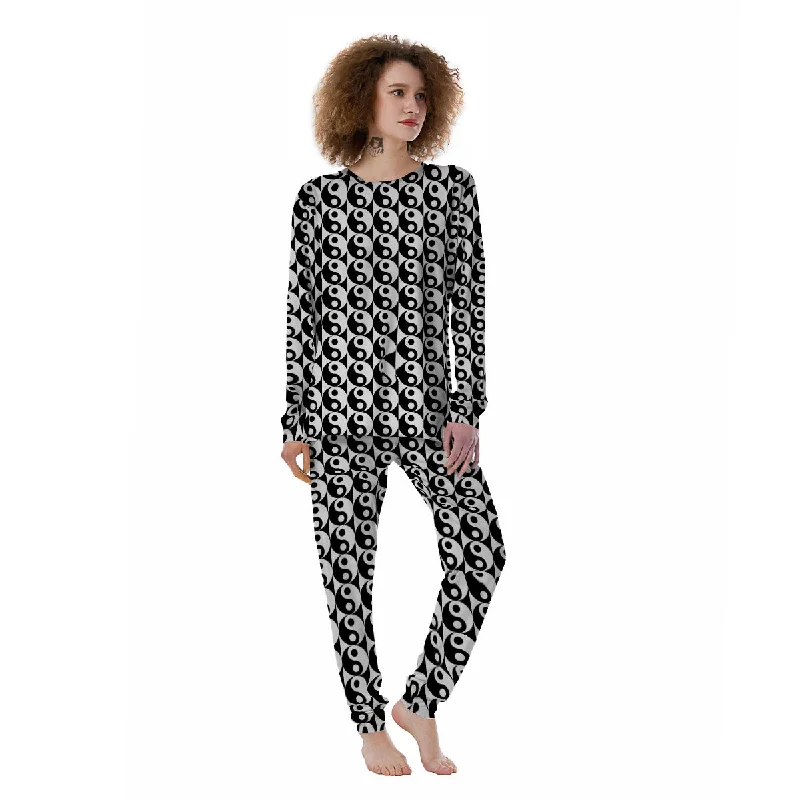 Yin Yang White And Black Print Pattern Women's Pajamas Best-value pajama sets