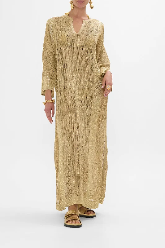 LONG V NECK KNIT KAFTAN VALLEY OF THE KINGS Comfy Night Gown