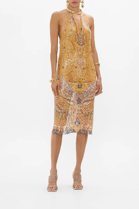 GILDED MESH LONG DRESS WITH NECKPIECE VALLEY OF THE KINGS Cozy Lace Robe