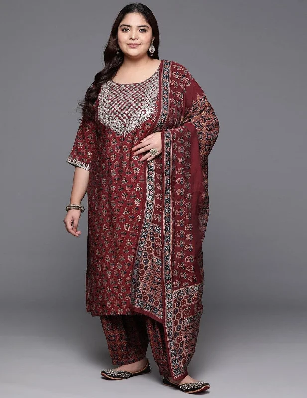 Maroon Silk Blend Kurta Set Satin Wrap Robe