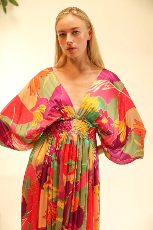 SILK KAFTAN DRESS HILLARY Cozy Evening Gown