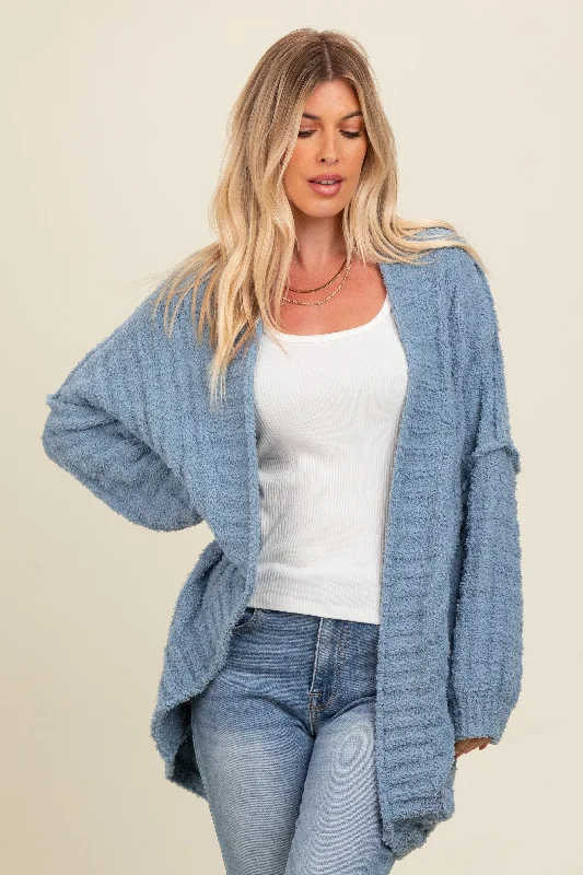 Blue Chunky Knit Dolman Cardigan Chunky knit sweaters