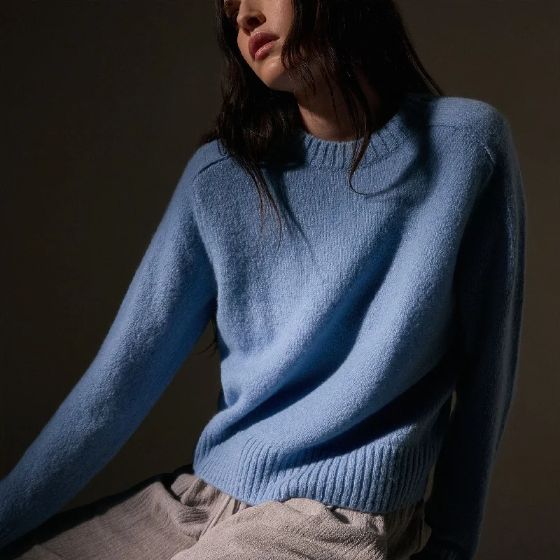 Cashmere Saddle Shoulder Crew Neck - Azure Best everyday sweaters