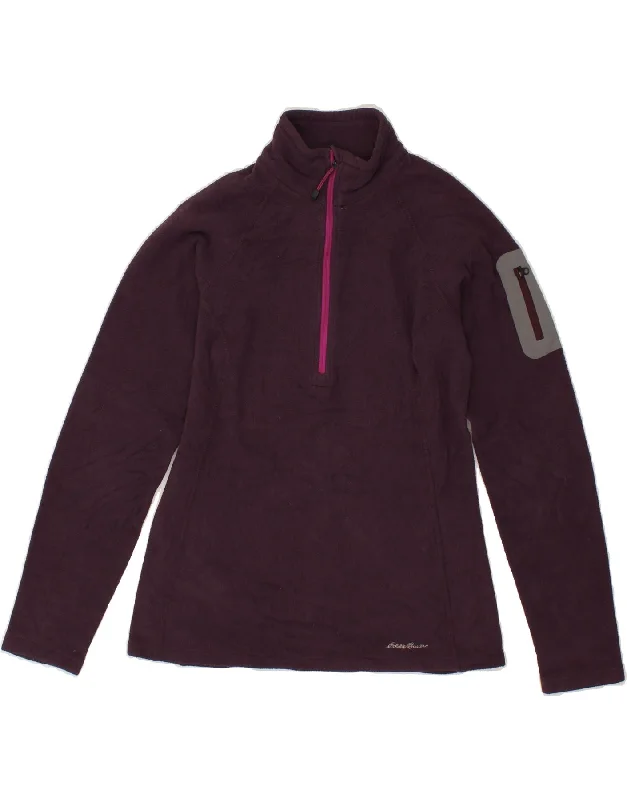 EDDIE BAUER Womens Zip Neck Fleece Jumper UK 10 Small Purple Polyester Eco-friendly sweaters