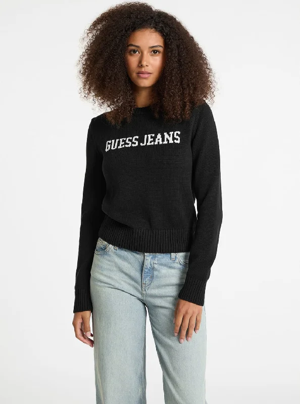 Guess Jeans Black Intarsia Jumper Vintage sweaters