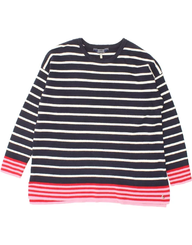 JOULES Womens Boat Neck Jumper Sweater UK 14 Large Navy Blue Striped Thanksgiving sweaters