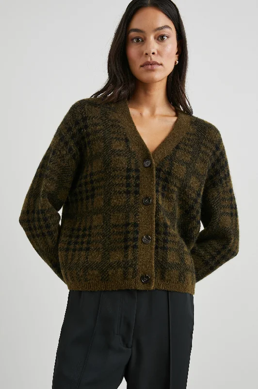 REESE CARDIGAN - OLIVE PLAID Crewneck sweaters