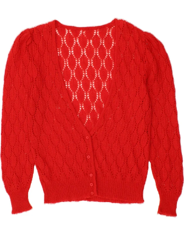 VINTAGE Womens See Through Cardigan Sweater UK 14 Large Red Patagonia sweaters