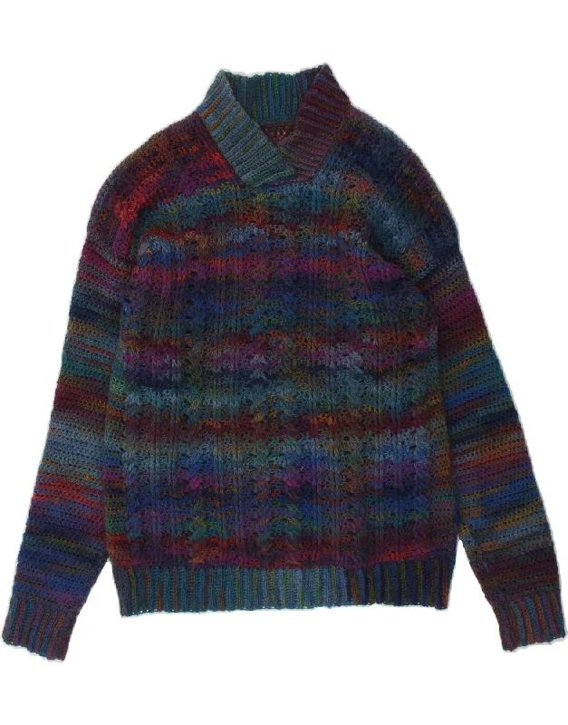 VINTAGE Womens Shawl Neck Jumper Sweater UK 16 Large Multicoloured Tie Dye Designer sweaters