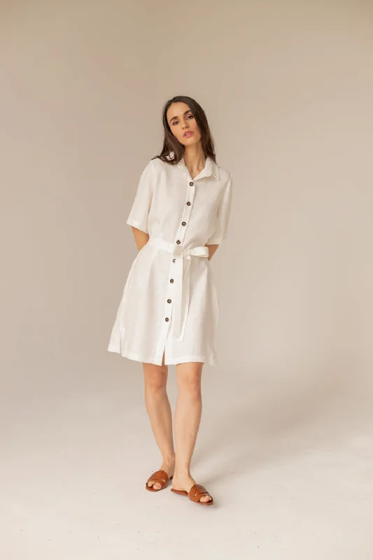 Soleil Linen Dress Ecru Club mini dresses