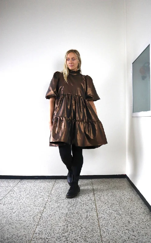 Dishy Dress Shiny Brown Best mini dresses for summer vacation