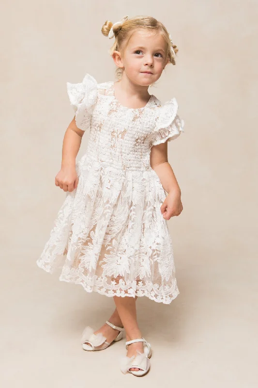 Mini Hattie Dress in White Lace Discounted mini dresses