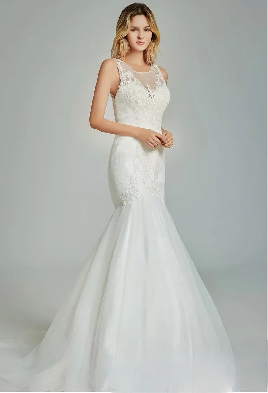 Formal Gorgeous Mermaid Dress With Appliques Sexy Lace Gown