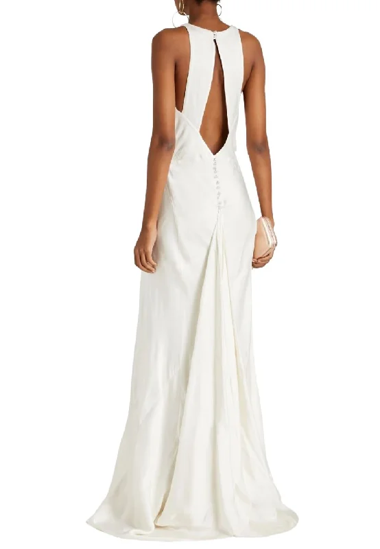 Lilly Cut-out Shirred Satin Wedding Gown Modern Wedding Gown