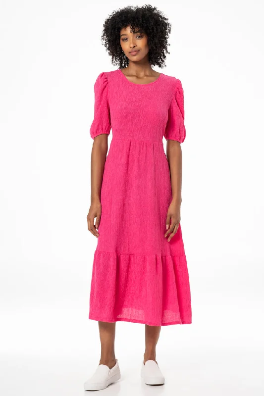 Back Lace Up Midi Dress _ 141415 _ Pink Silk midi dresses