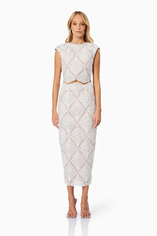 Harper Two Piece Set - White Cotton midi dresses