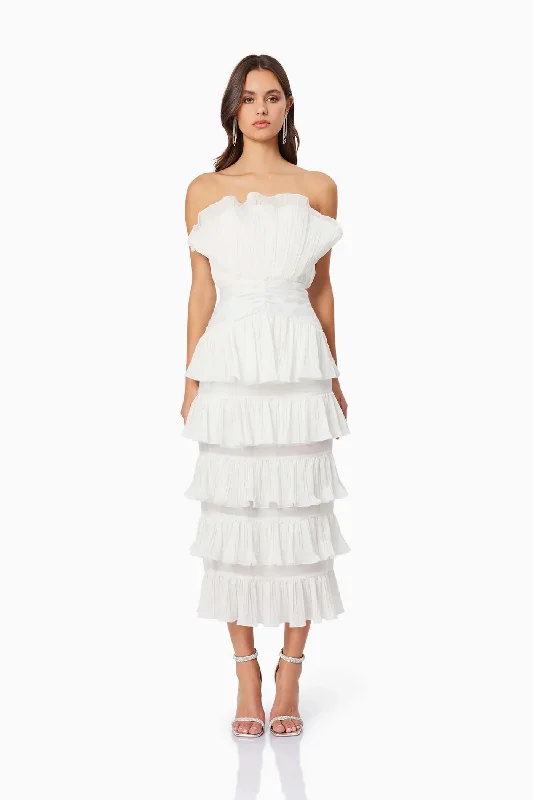 Maya Pleated Midi Dress - White Must-have midi dresses for this season