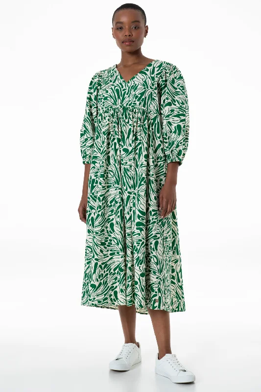 Poplin Dress _ 143334 _ Green Fashion-forward midi dresses