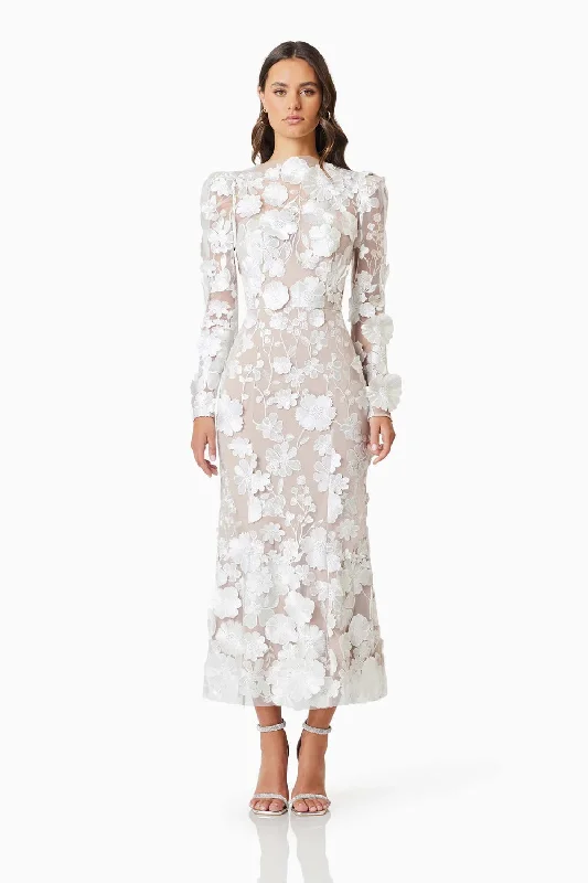 Shannon Floral Midi Dress - White Discounted midi dresses