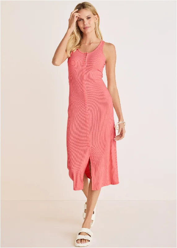 Henley Midi Dress - Coral Birthday midi dresses