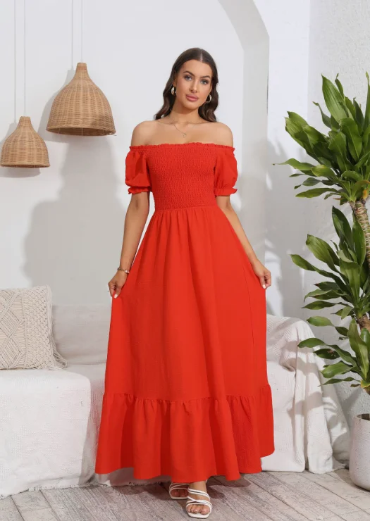 backless one-shoulder long dress Ruffled maxi dresses