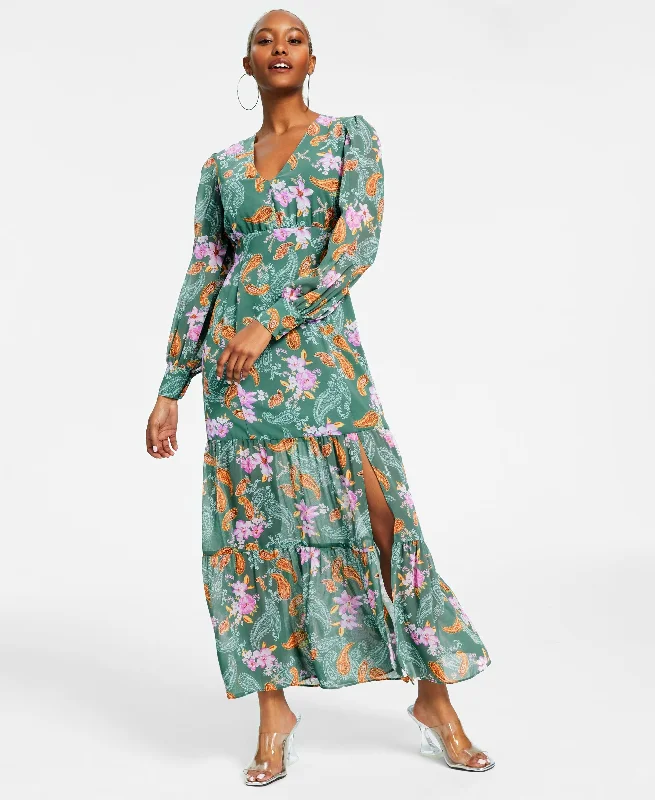 Bar III Petite Floral Chiffon Long Sleeve Maxi Dress Summer maxi dresses