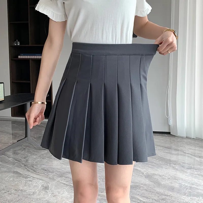 Korean Black Gray Pleated Summer Mini Skirts Bohemian Mini Skirt