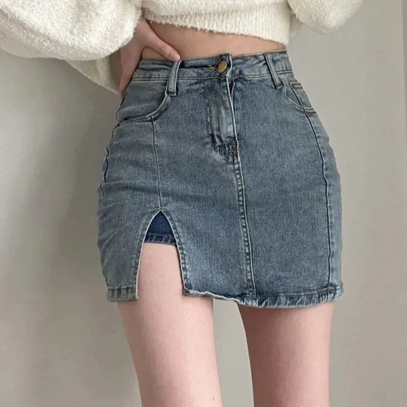 Korean High Waist Sexy Tight Bag Hip Mini Skirt Colorblock Mini Skirt