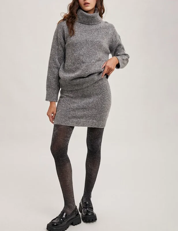 Eliana Heather Grey Knit Mini Skirt Comfortable Mini Skirt