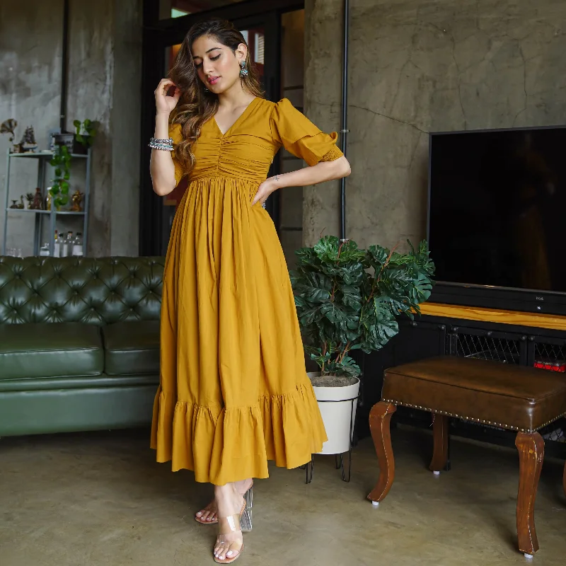 Bunaai Ivy Yellow Cotton Maxi Dress Boohoo maxi dresses