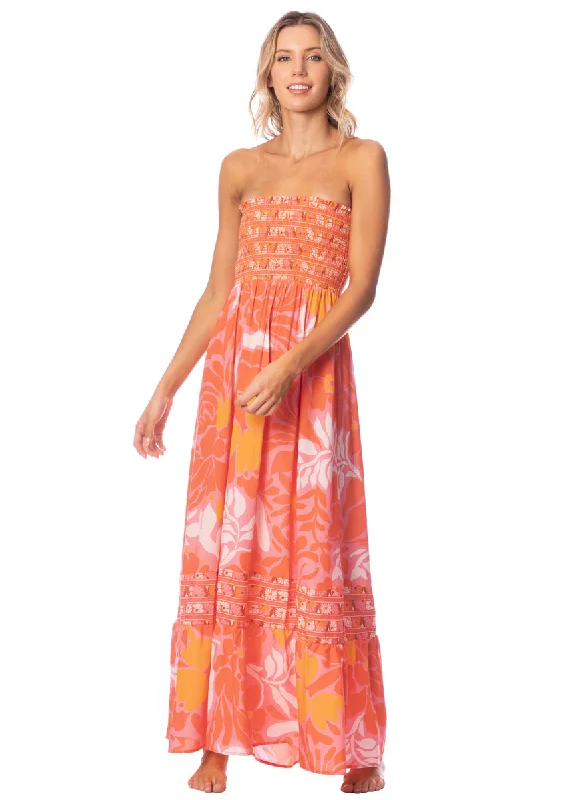 Maaji Retro Peach Flowers Bewitched Long Dress Velvet maxi dresses