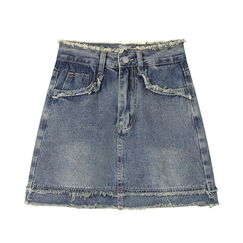 NiDELL: Women’s Elegant Ripped Short Skirt for Summer Raw Hem Mini Skirt