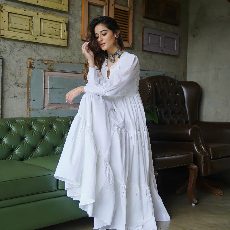 Bunaai Pure White Cotton Maxi Dress A-line maxi dresses