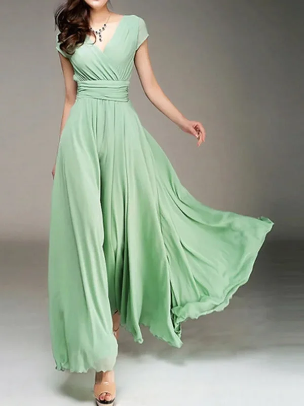 Long Cocktail Chiffon Evening Dress Lightweight party dresses for summer