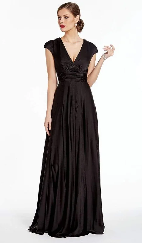 Alyce Paris - 27305 Satin Chiffon V Neck A-Line Dress - 1 pc Black in Sizes 8 Available Discounted unclassified dresses