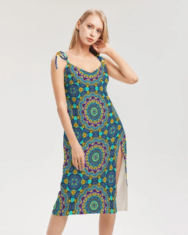 Blue Green Blur Kaleidoscope Women's Tie Strap Split Dress Spring unclassified dresses