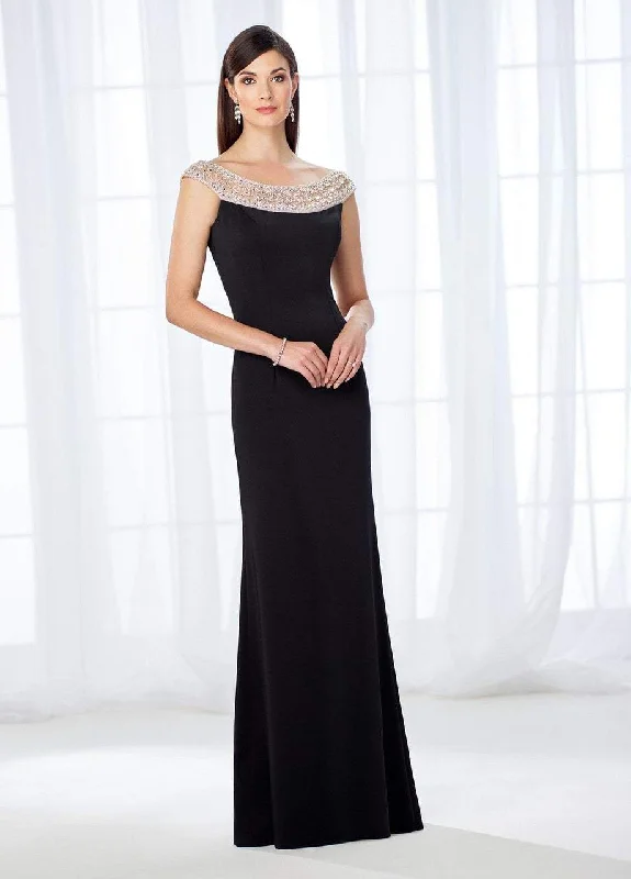 Mon Cheri - 118663 Beaded Bateau Neckline Evening Gown - 2 Pcs Black in Size 4 and Size 6 Available Chic unclassified dresses