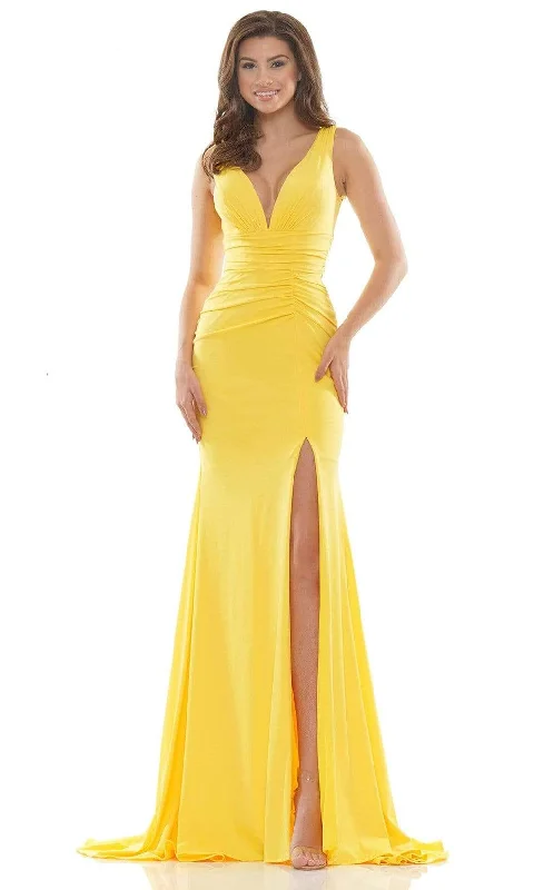 Colors Dress - 2694 Ruched High Slit Mermaid Gown Petite unclassified dresses