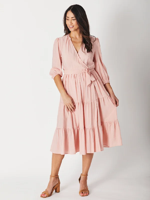 FAUX WRAP DRESS - Peach 29297-S Engagement unclassified dresses