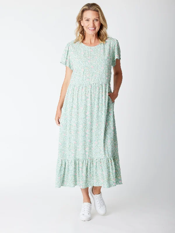 Flutter Slv Tier Dress - Sage 30424 Winter unclassified dresses