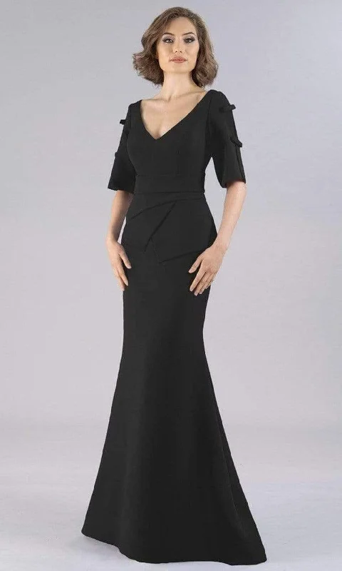 Gia Franco - Elbow Sleeves V-Back Trumpet Gown 12102 Petite unclassified dresses