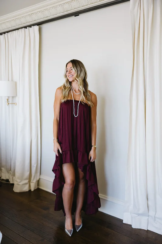 Here We Go High Low Dress - Burgundy Trendy unclassified dresses