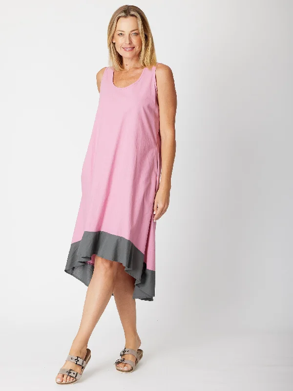 Ho Chi Minh Ruffle Dress -30615 Pink Steel Color block unclassified dresses