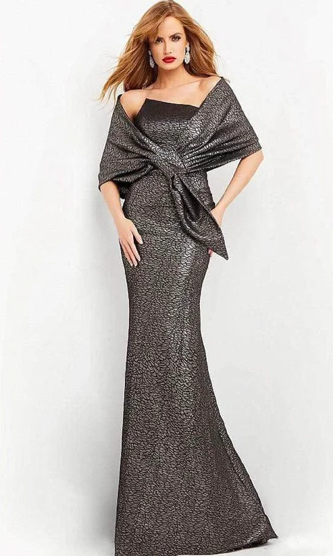 Jovani - Strapless Metallic Trumpet Evening Gown 06867SC - 1 pc Oyster In Size 14 Available Preppy unclassified dresses