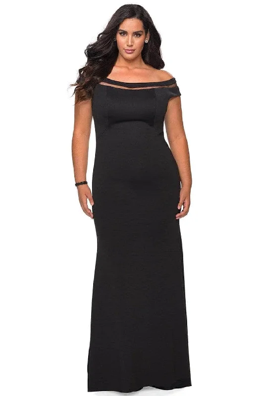 La Femme - Cap Sleeve Sheer Panel Prom Dress 29049SC - 1 pc Black In Size 18W Available Trendy new unclassified dresses